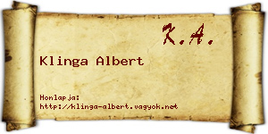 Klinga Albert névjegykártya