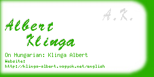 albert klinga business card